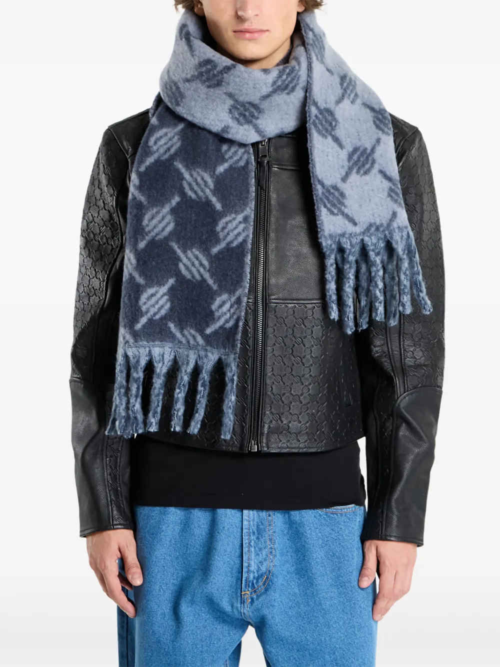 Daily Paper Sciarpa Riyo con frange e monogramma - Blu