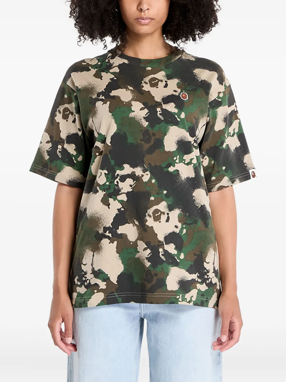 A Bathing Ape Camo Ape Head One Point T-shirt In Green