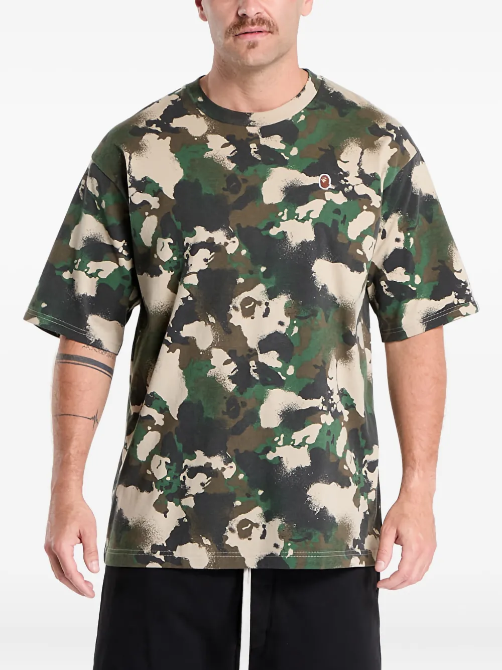 A Bathing Ape Camo Ape Head One Point T-shirt In Green