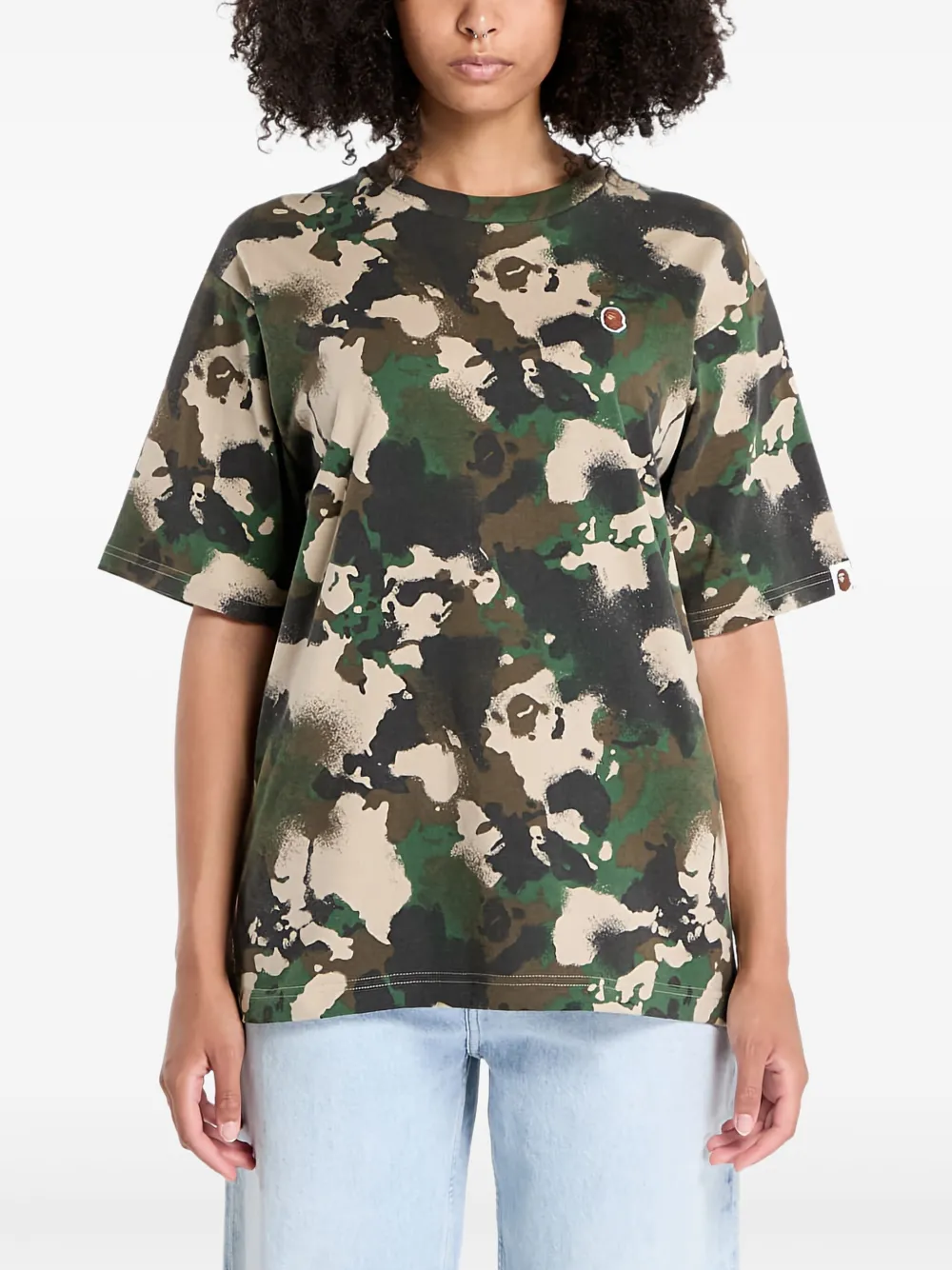 A BATHING APE® playera Camo Ape Head One Point | verde | Image 1