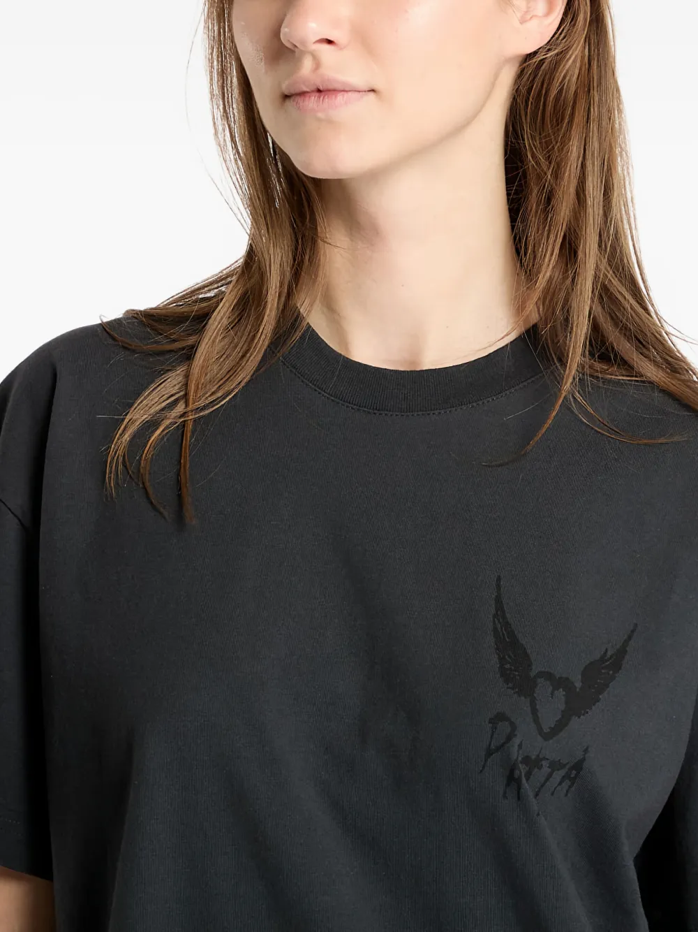 Patta Angelwings-graphic Cotton T-shirt In Gray