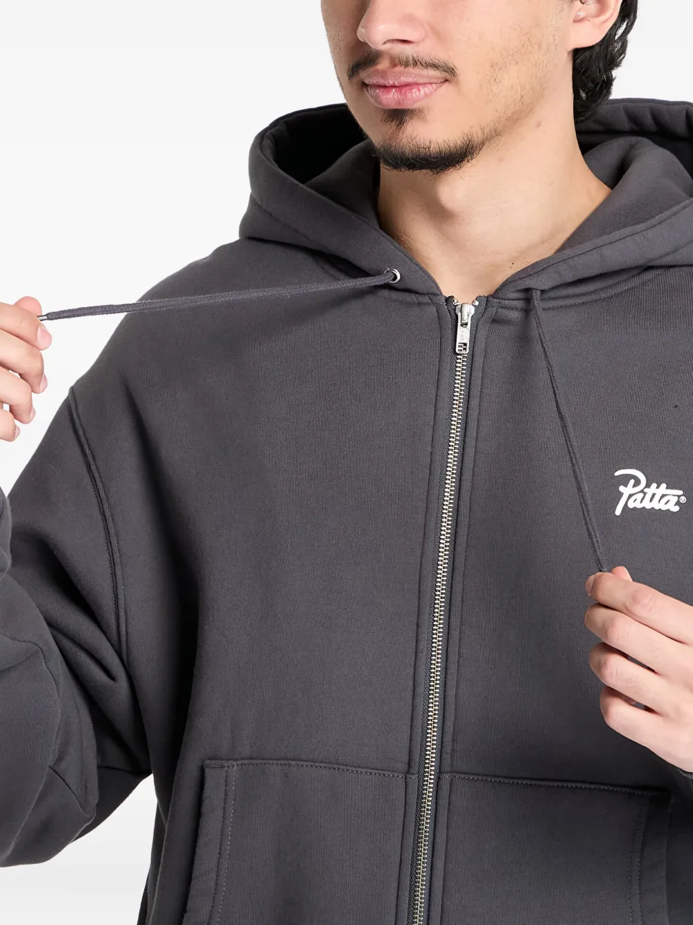 Patta Zip-fastening Hoodie In Gray