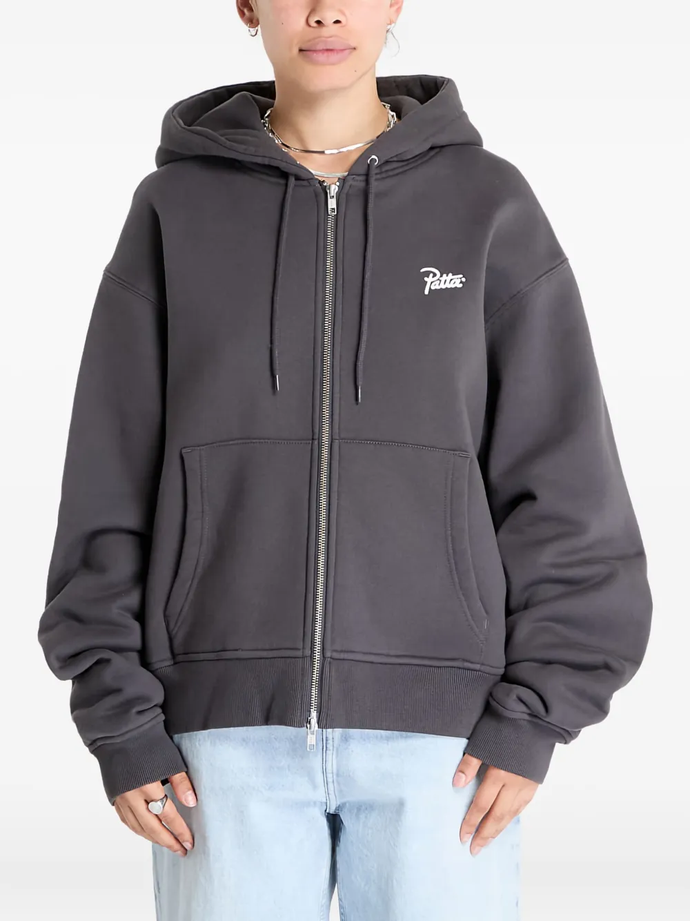 Patta Zip-fastening Hoodie In Gray