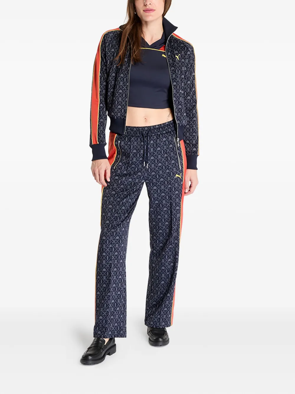 Puma Patterned Zip Track Jacket In Blue