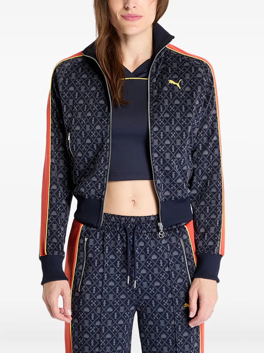 Puma Patterned Zip Track Jacket In Blue