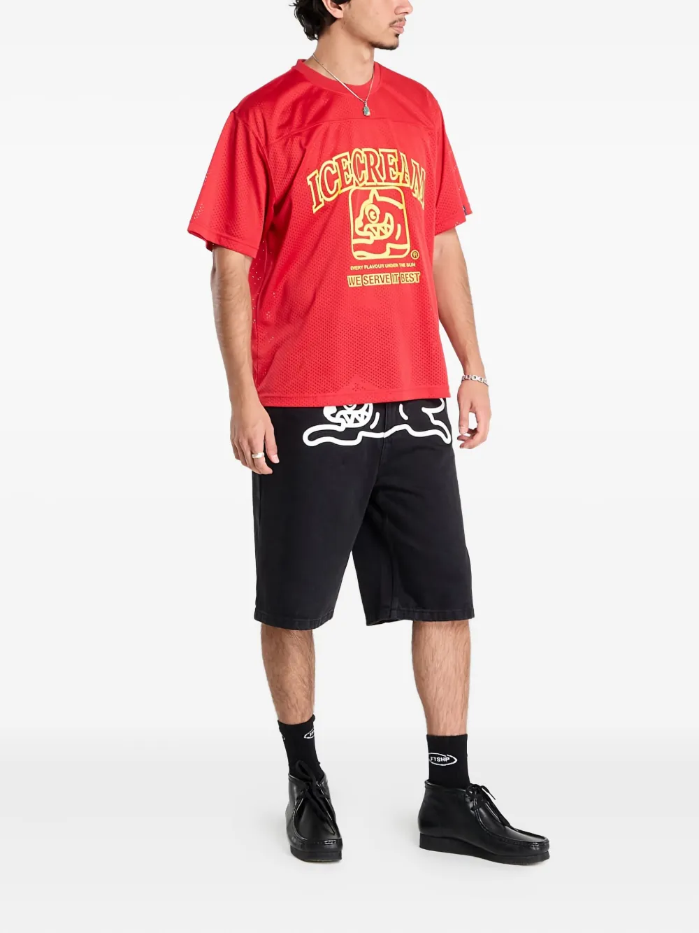 Billionaire Boys Club - Ice Cream Running Dog denim shorts - Rood