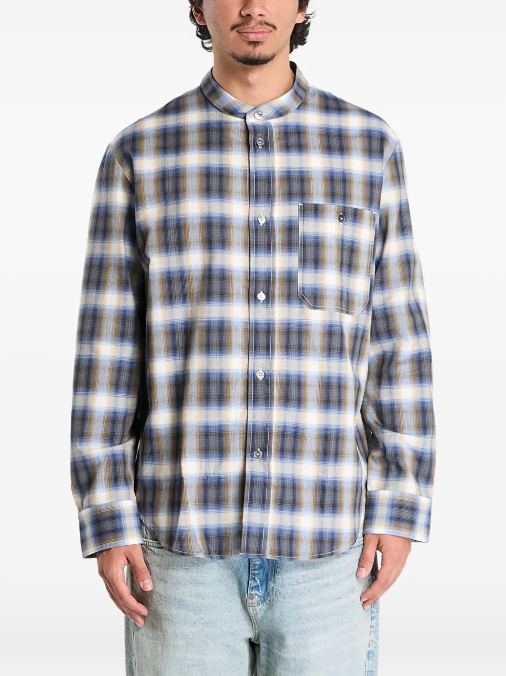 A.P.C. Thomas geruit overhemd met zak Blauw