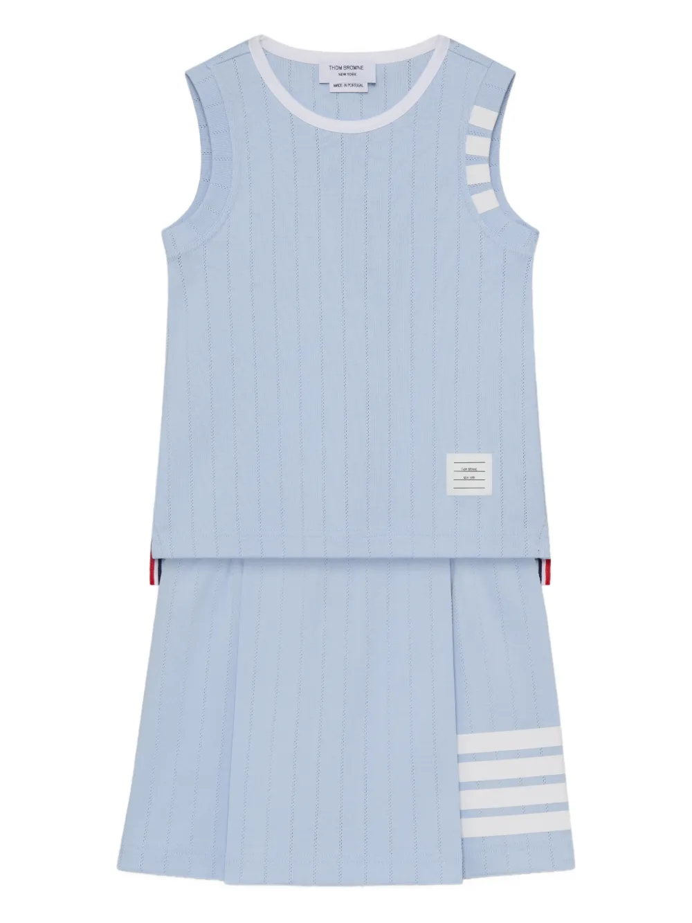 Thom Browne Kids Canotta con lavorazione pointelle - Blu