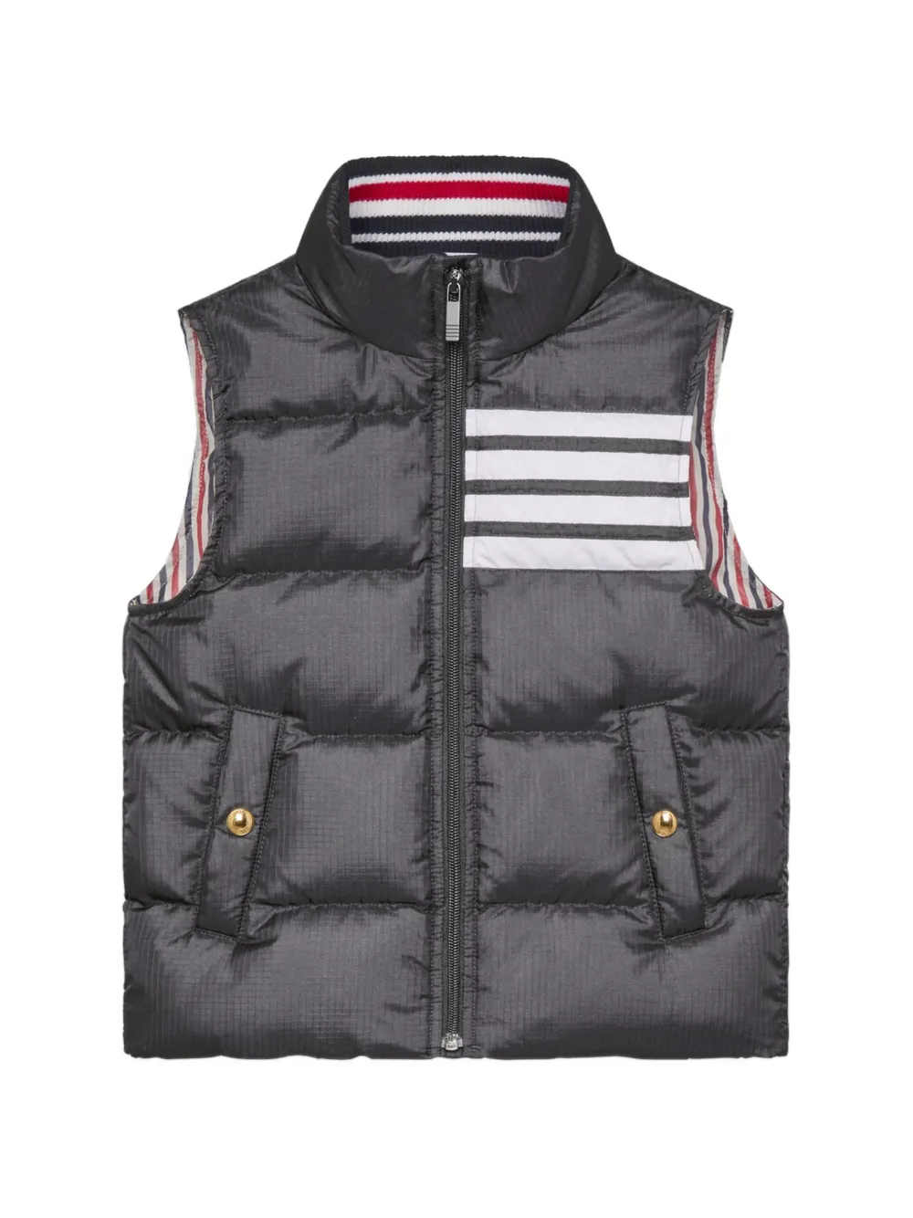 Thom Browne Kids Ripstop 4-Bar padded vest - Grigio