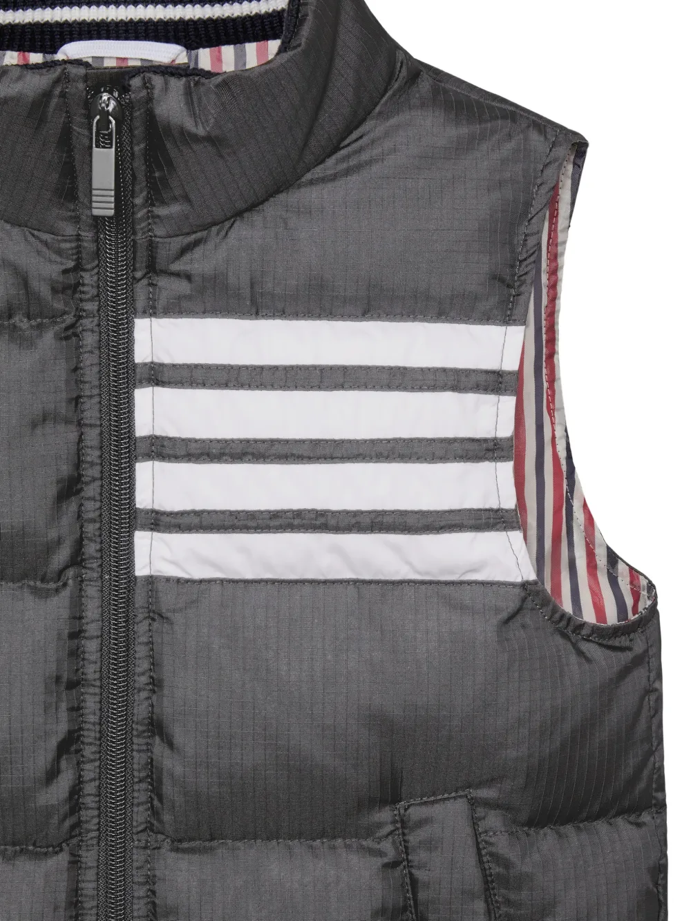 Thom Browne Kids Ripstop 4-Bar gewatteerde top Grijs