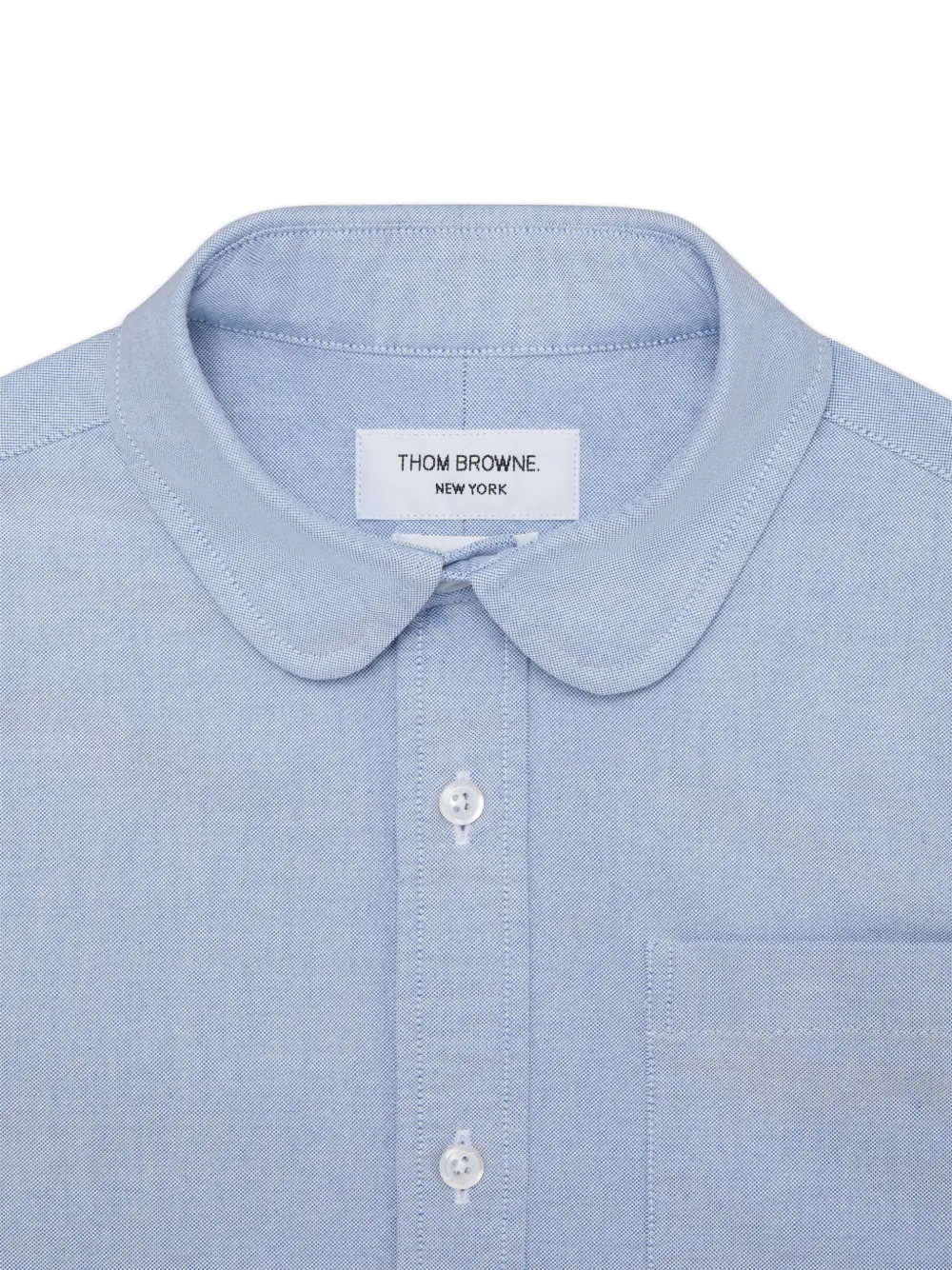 Thom Browne Kids Oxford shirt met korte mouwen Blauw