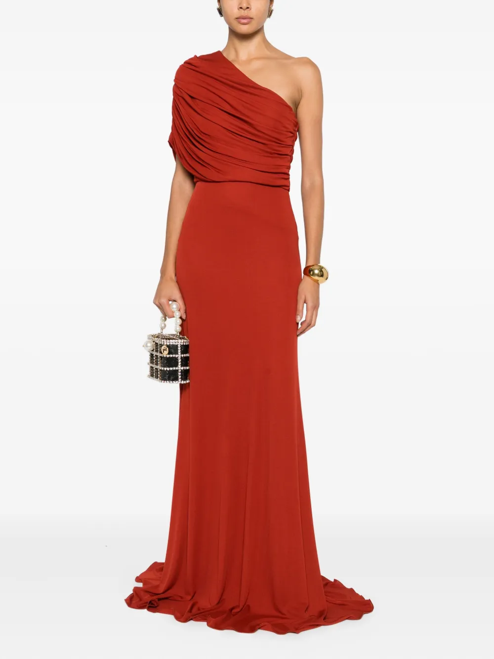 Giambattista Valli draped one-shoulder dress - Rood