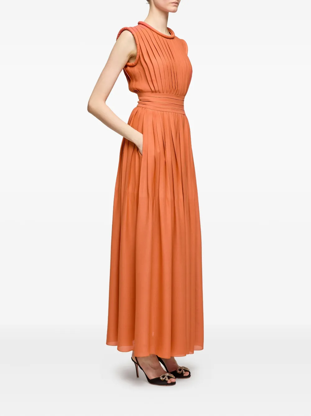 Giambattista Valli pleated sleeveless dress - Oranje