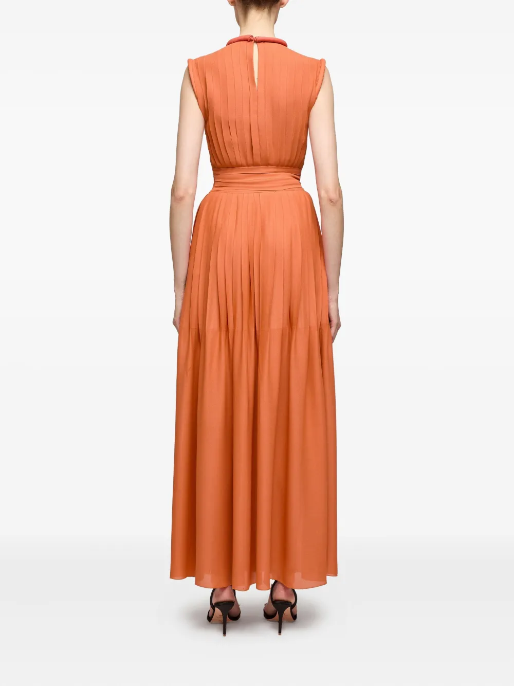 Giambattista Valli Pleated Sleeveless Dress In Orange