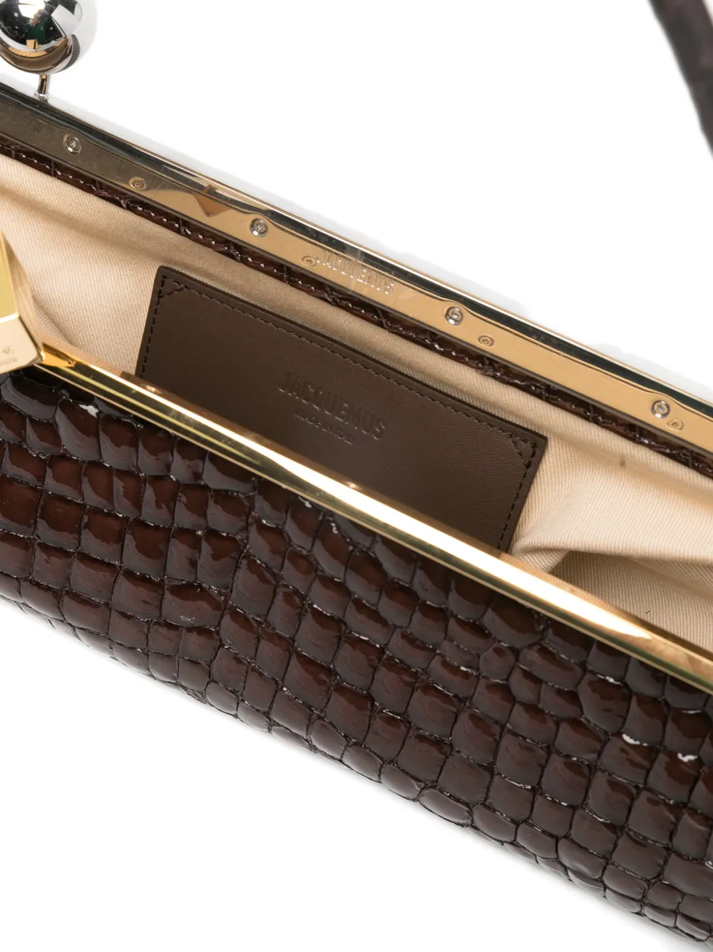 Jacquemus Salon clutch met krokodillen-reliëf Bruin