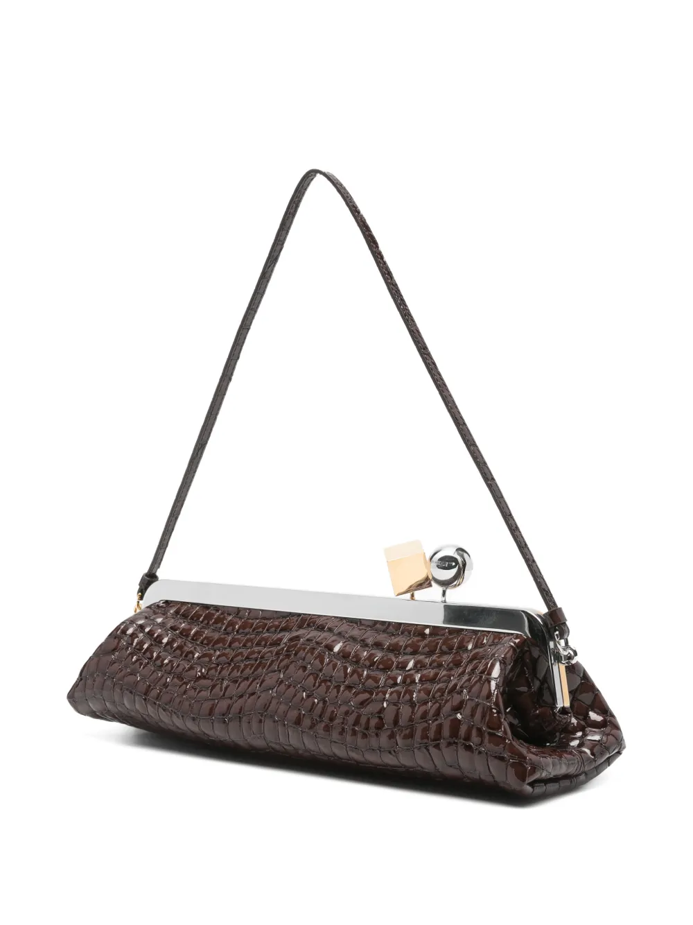 Jacquemus Salon clutch met krokodillen-reliëf Bruin