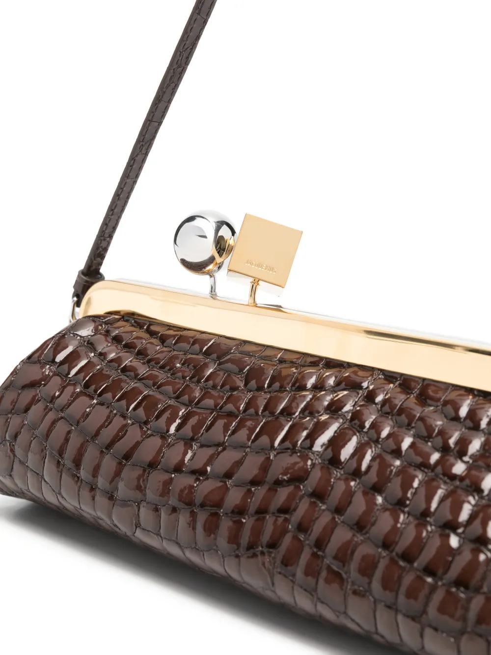 Jacquemus Salon clutch met krokodillen-reliëf Bruin
