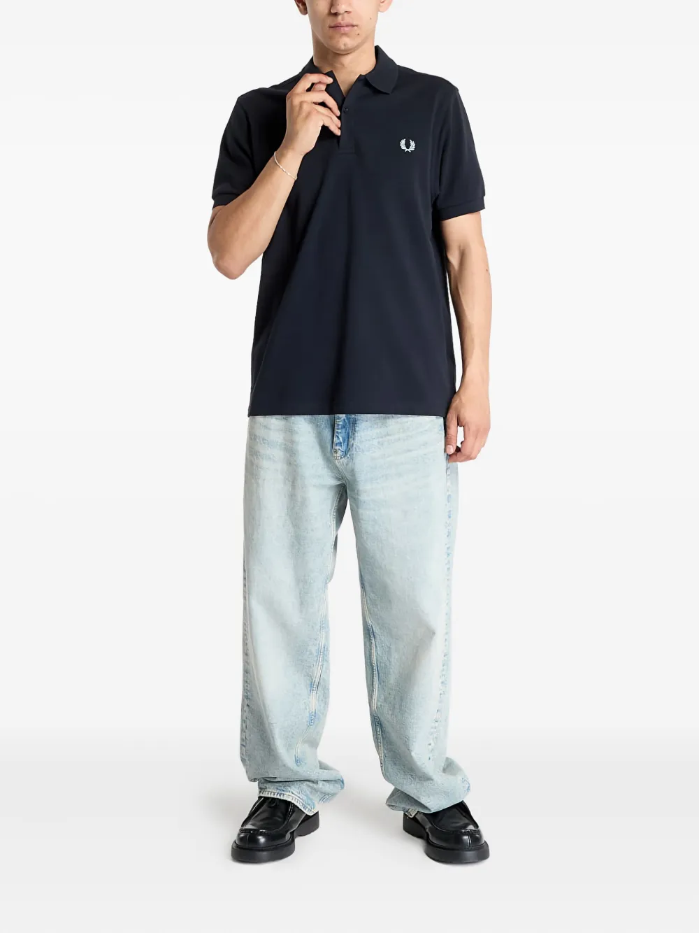 Fred Perry Laurel wreath-embroidery cotton polo shirt - Blauw