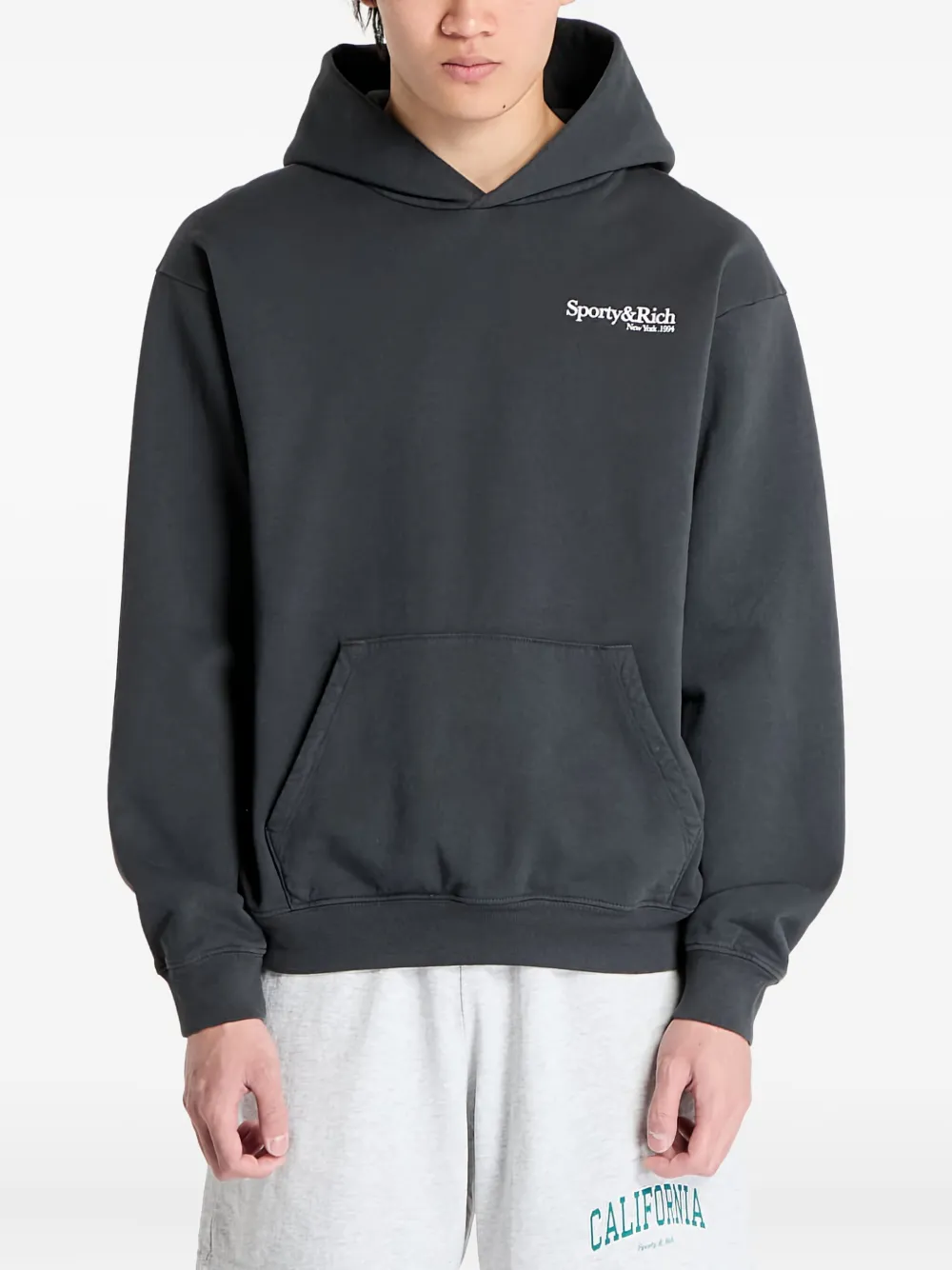Sporty And Rich Logo-print Hoodie In Blue