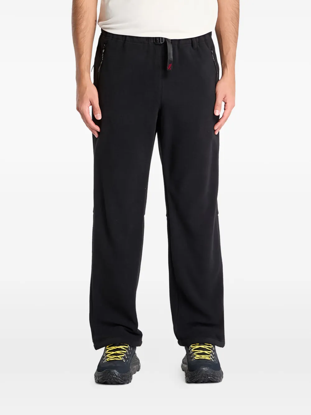 Gramicci belted fleece-texture track pants | Black | Image 1