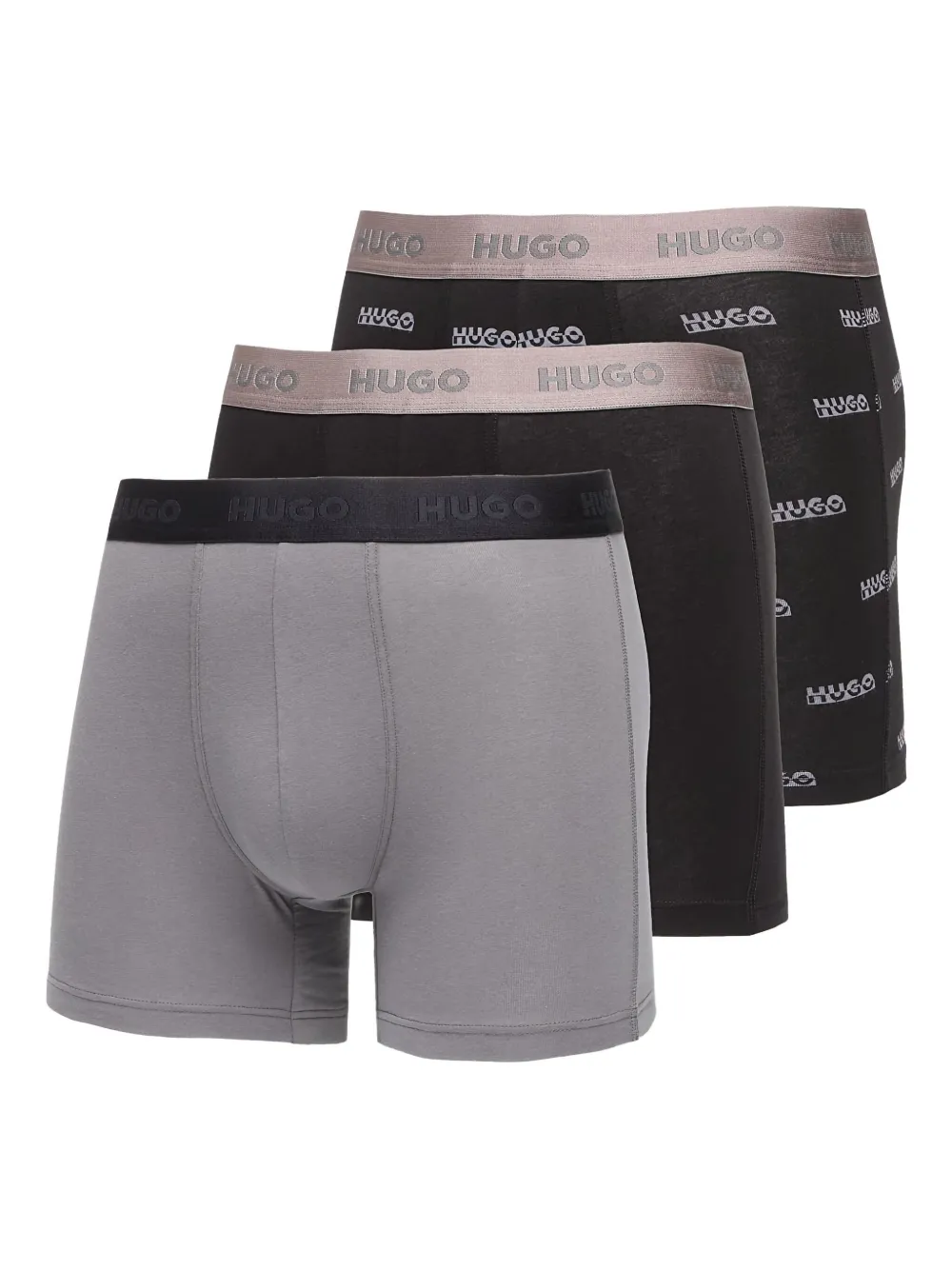 HUGO Drie boxershorts met logoband Grijs