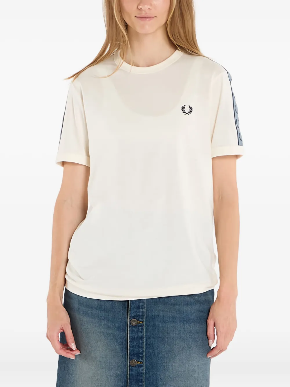 Fred Perry Contrast Tape Ringer T-shirt In White