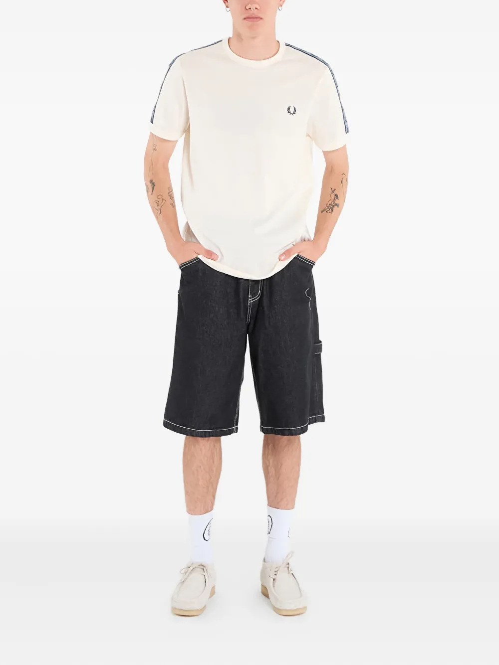 Fred Perry Contrast Tape Ringer T-shirt In White