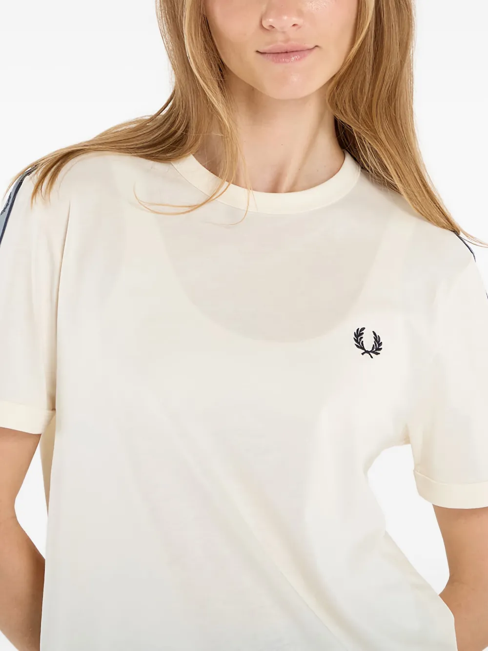 Fred Perry Contrast Tape Ringer T-shirt In White