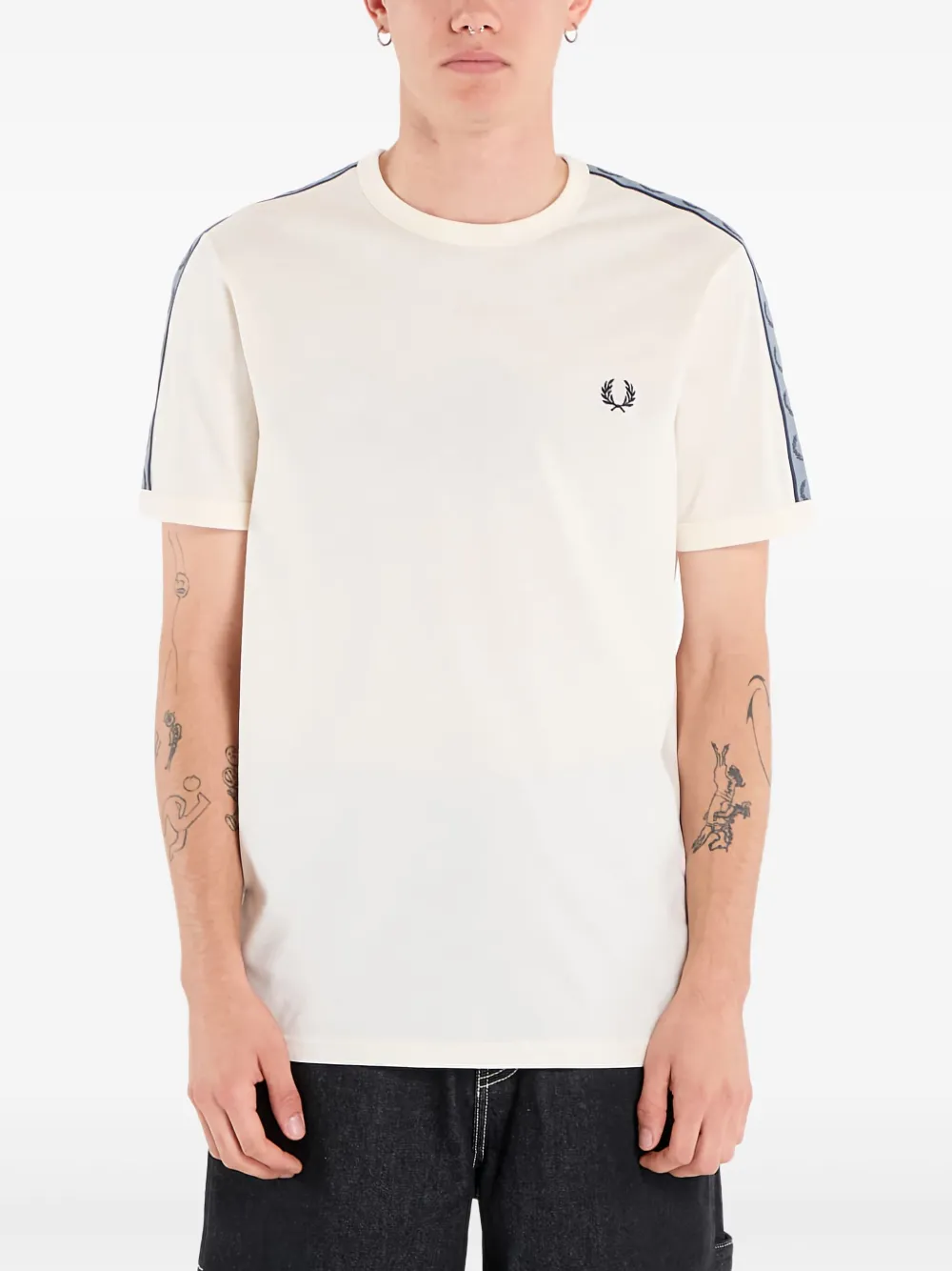 Fred Perry contrast tape ringer T-shirt | Neutrals | Image 1