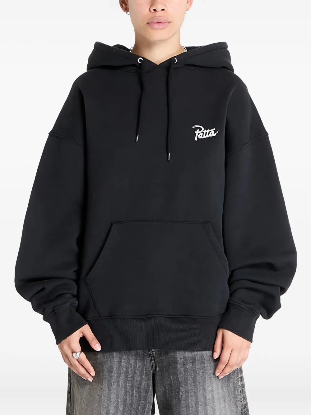 Patta Snake Heart-print Back Hoodie In Black