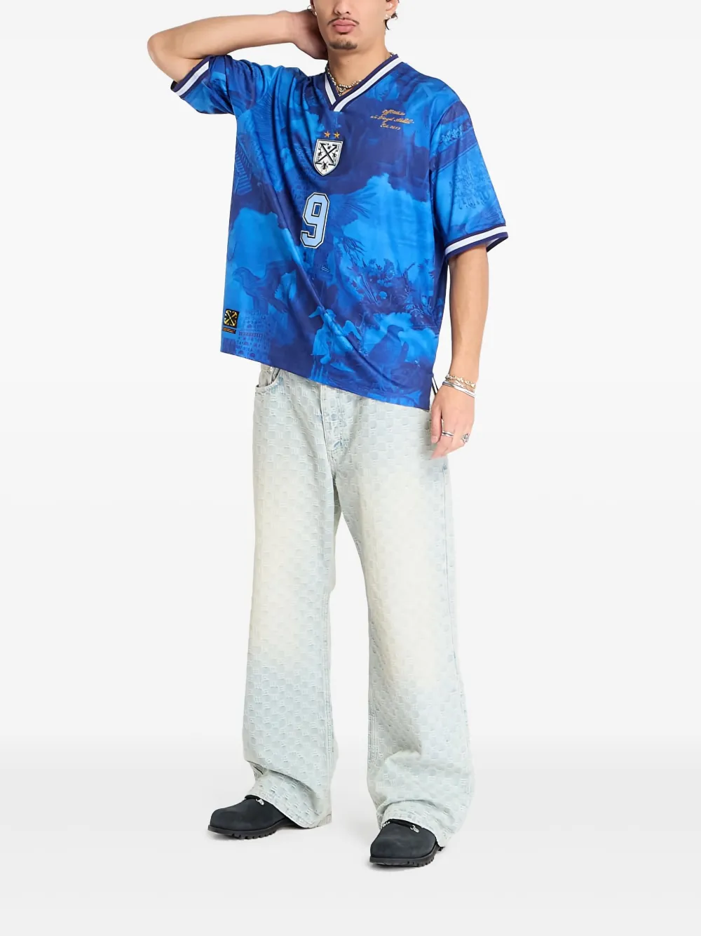 Off-White V-neck T-shirt - Blauw