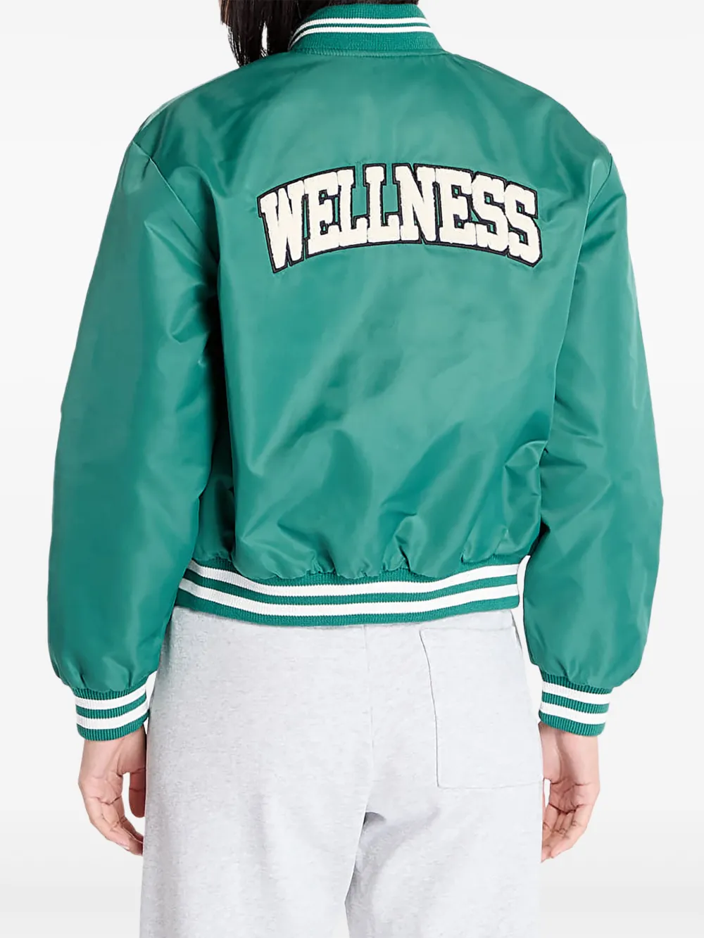 Sporty & Rich Gestreept bomberjack met knopen Groen