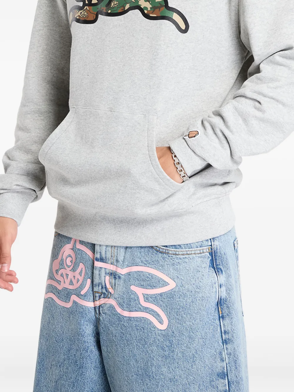 Billionaire Boys Club - Ice Cream Running Dog Woodland Camo Hoodie In Gray
