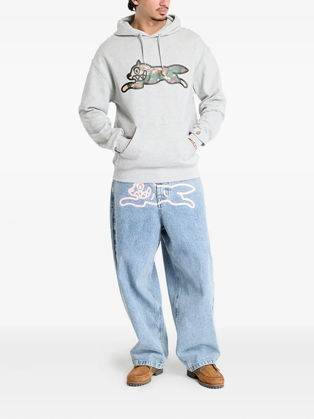 Billionaire Boys Club - Ice Cream Running Dog Woodland Camo Hoodie In Gray