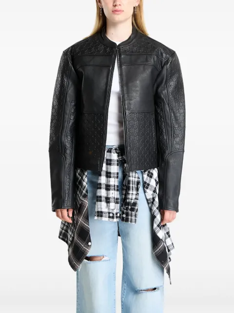 Daily Paper structured leather jacket
