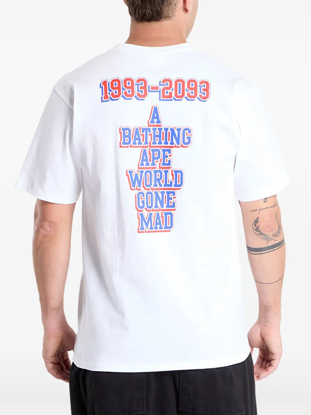 A BATHING APE Katoenen T-shirt met honkbal logoprint Wit