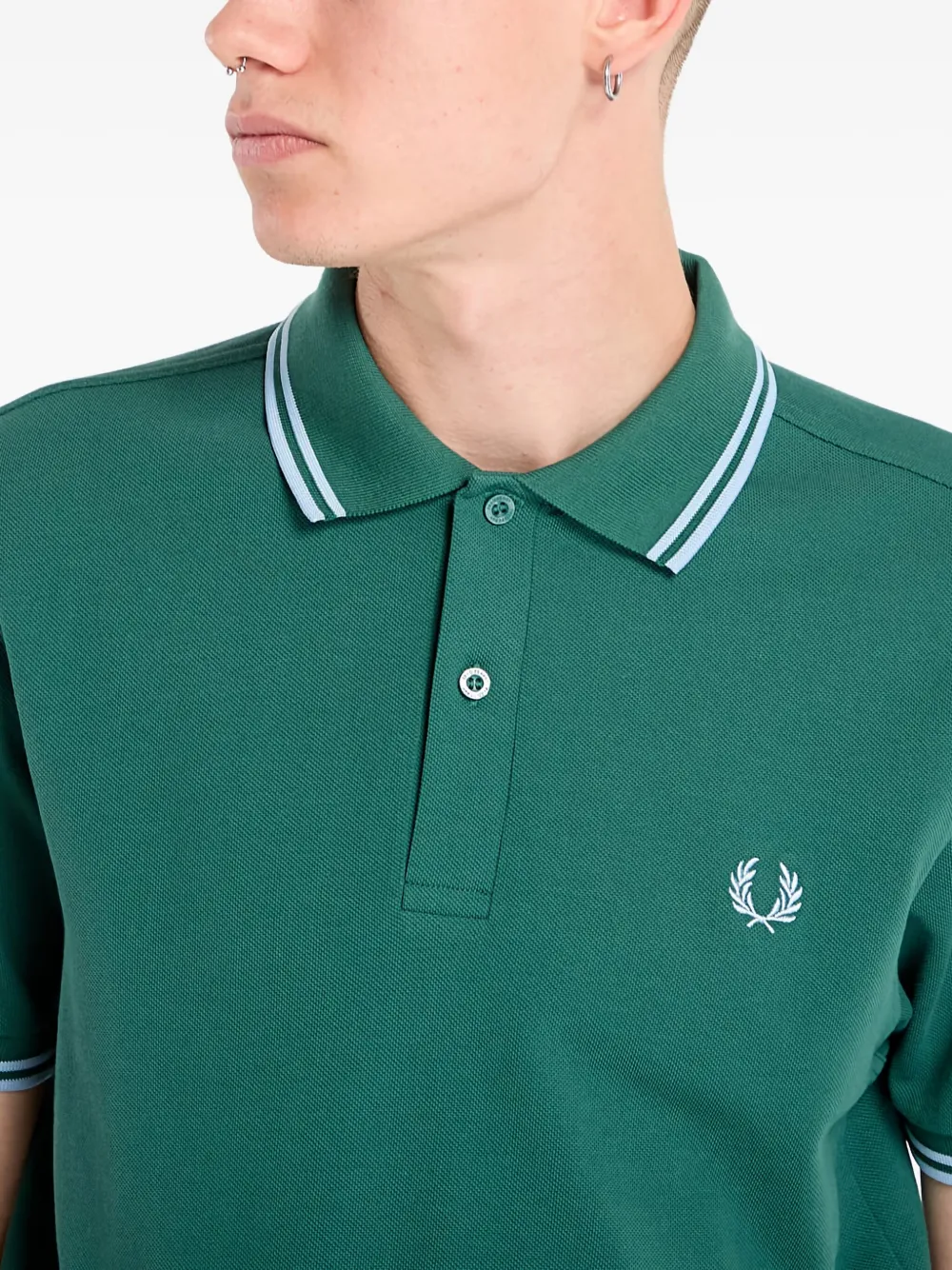 Fred Perry Logo-embroidered Polo Shirt In Green