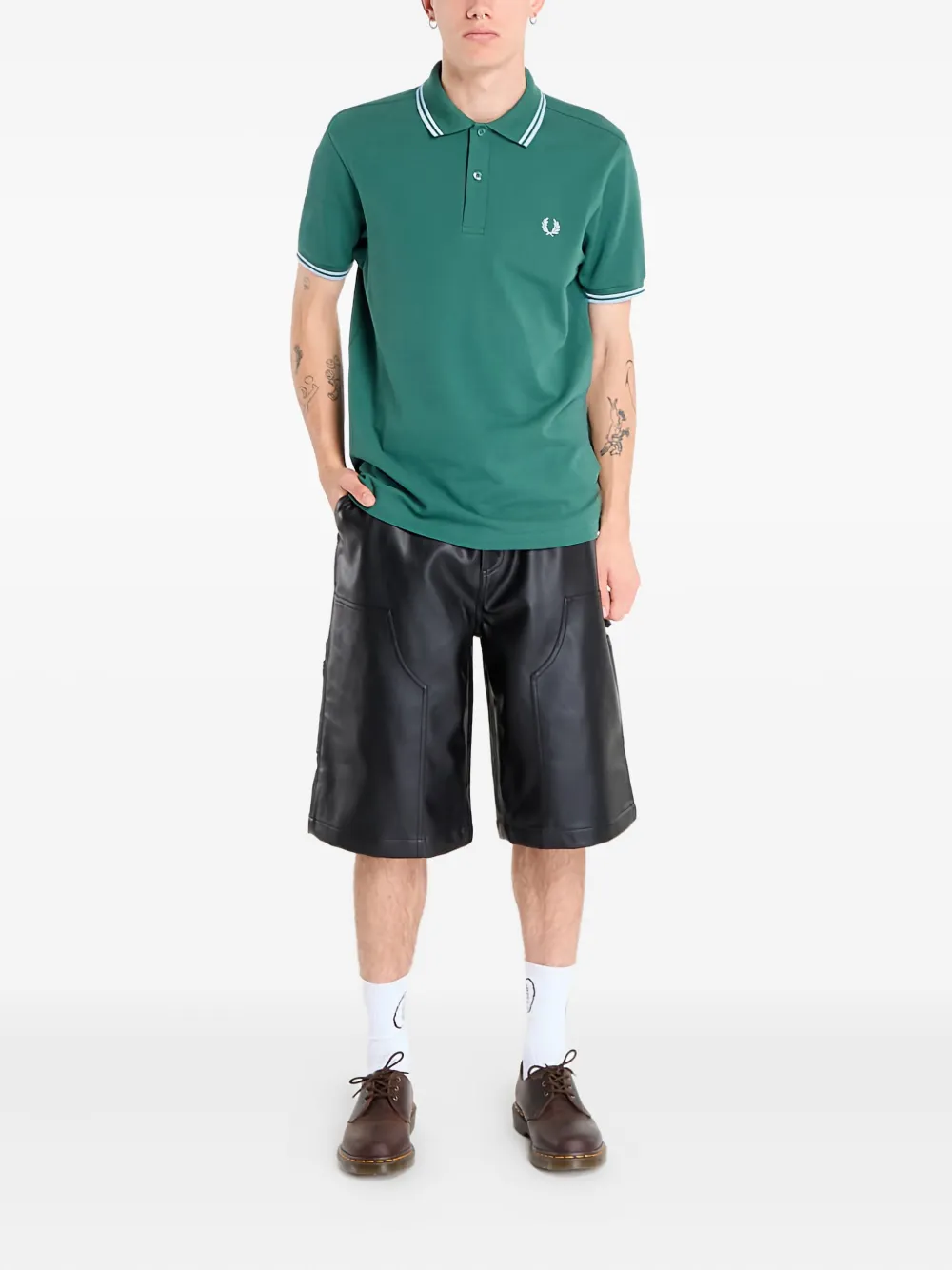 Fred Perry logo-embroidered polo shirt - Groen