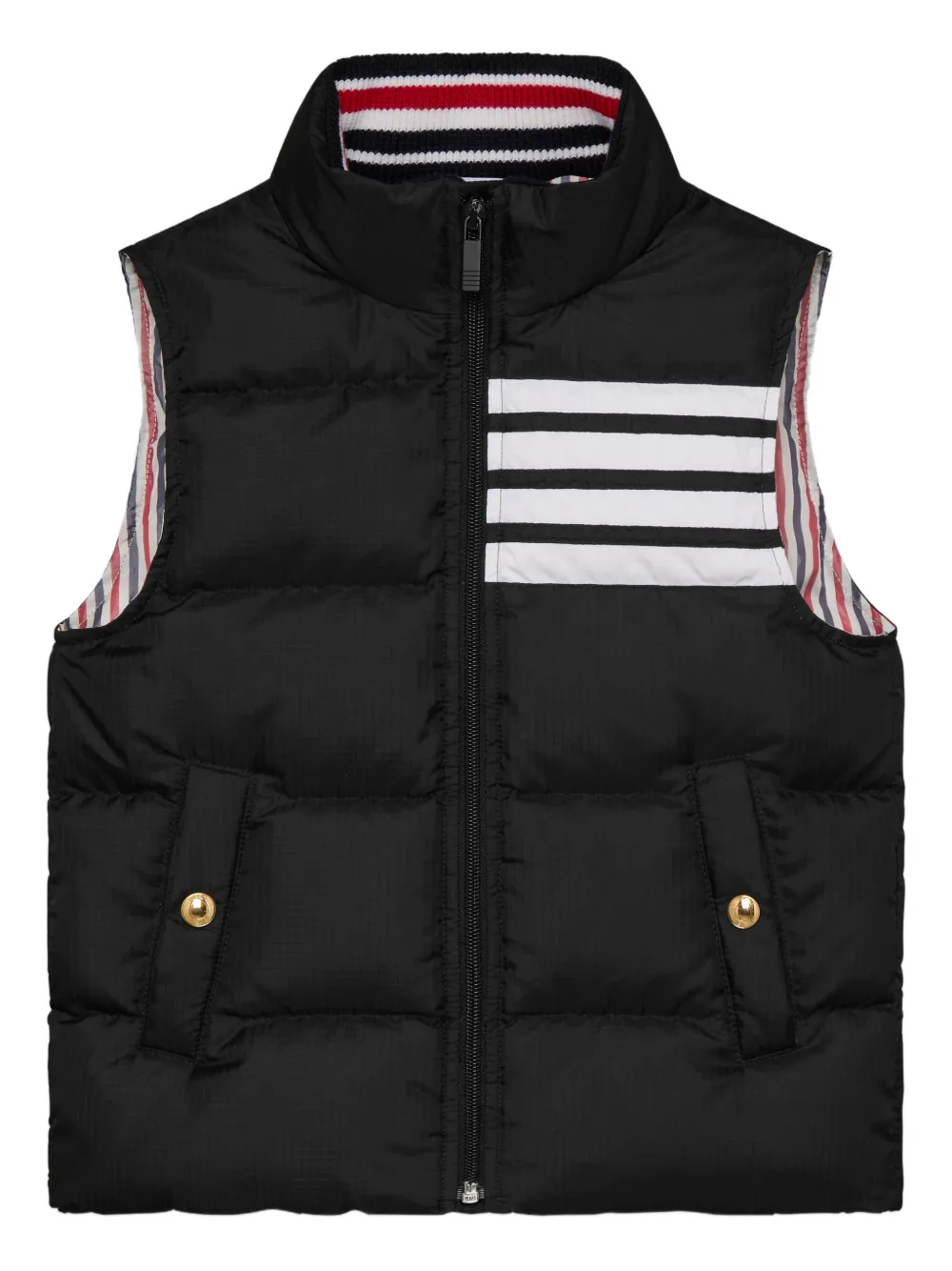 Thom Browne Kids Gilet imbottito con dettaglio a 4 righe - Nero