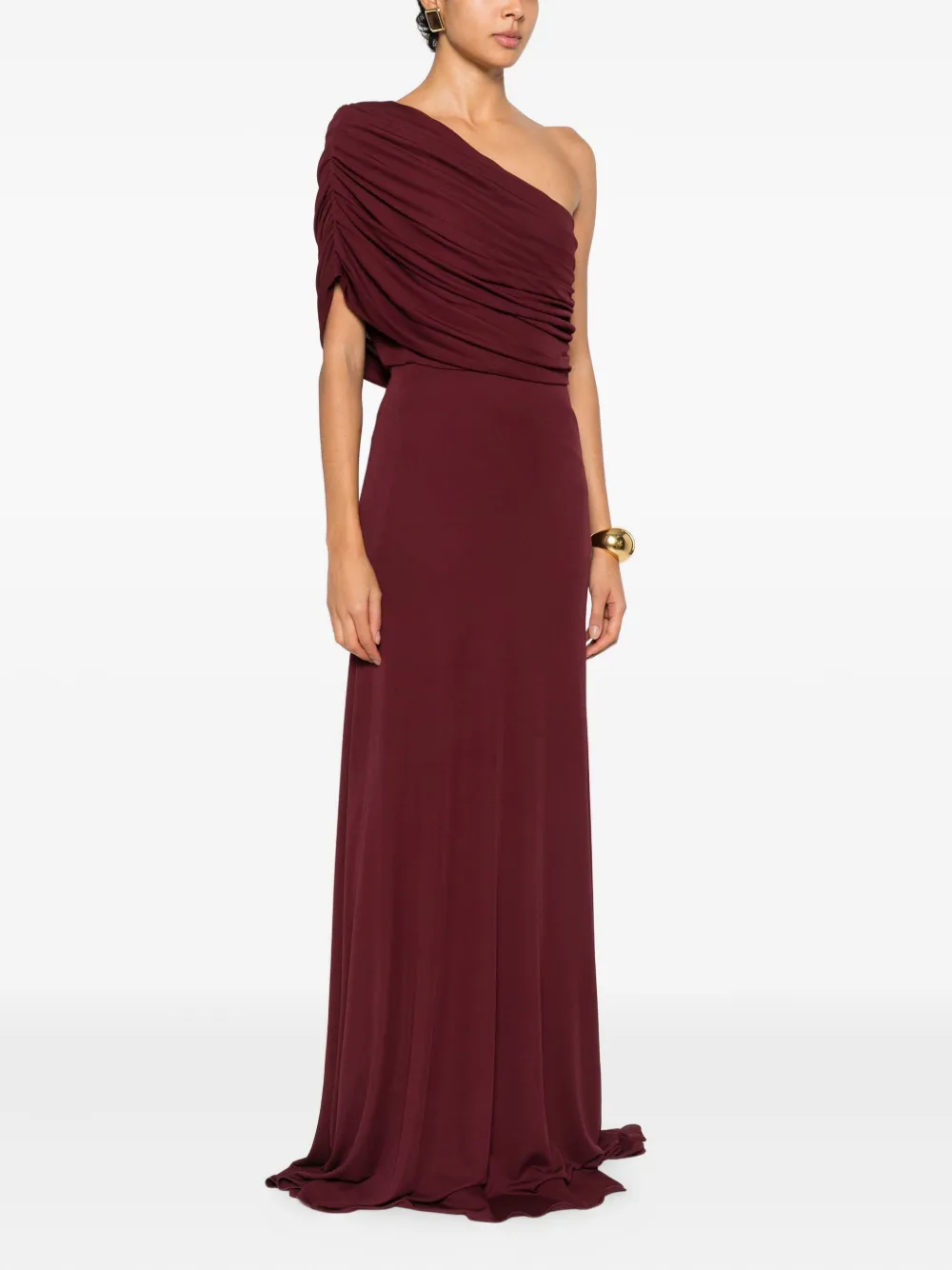 Giambattista Valli Draped One-shoulder Dress In Red