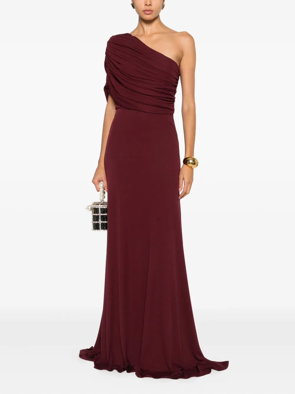 Giambattista Valli Draped One-shoulder Dress In Red