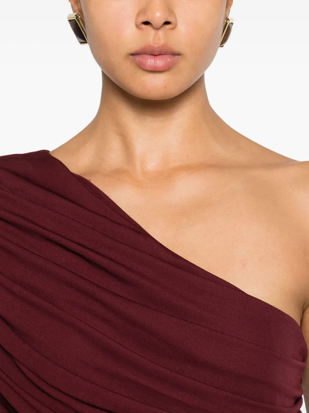 Giambattista Valli Draped One-shoulder Dress In Red