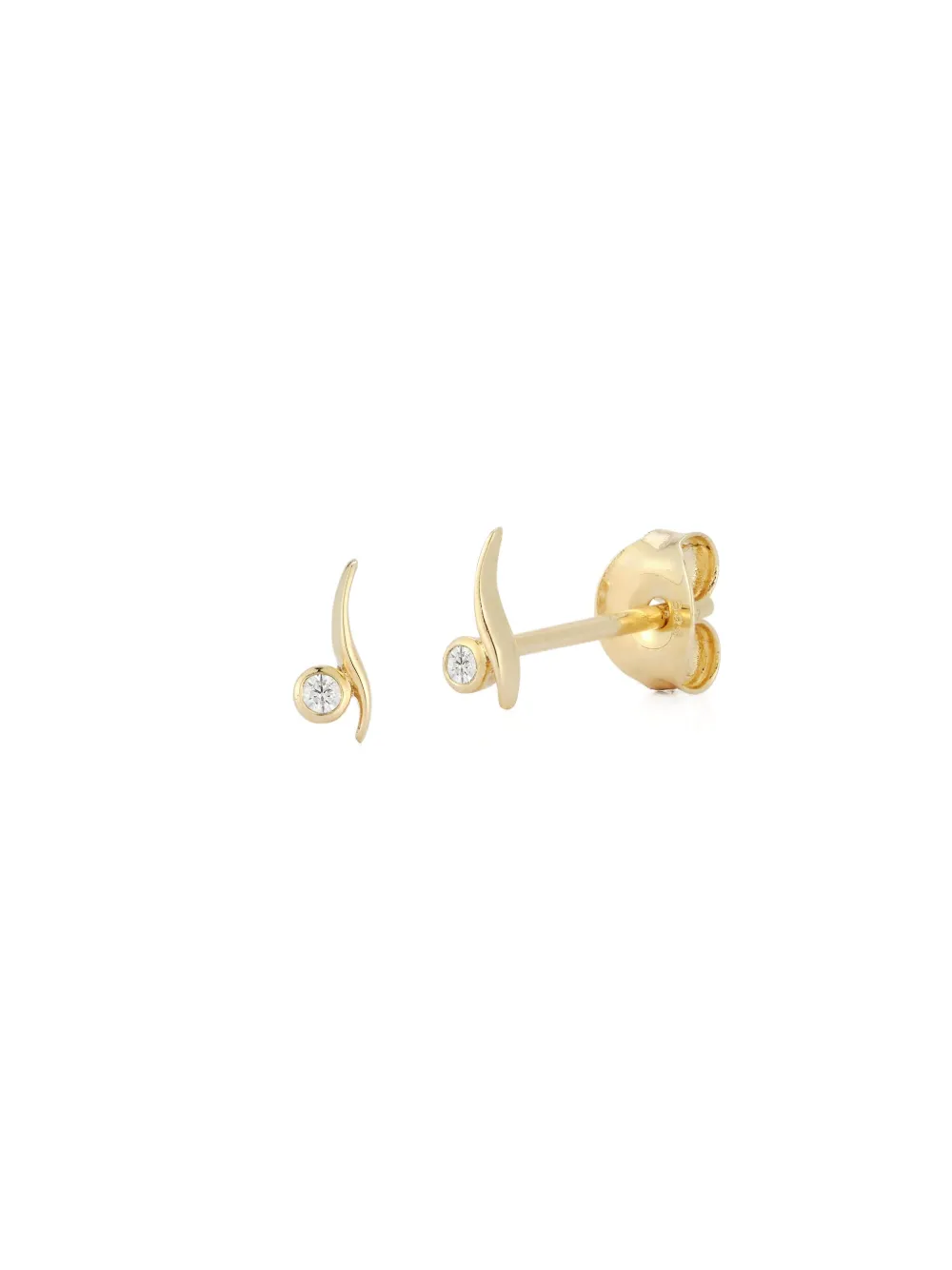 Mateo 14k yellow diamond point wave studs - Goud