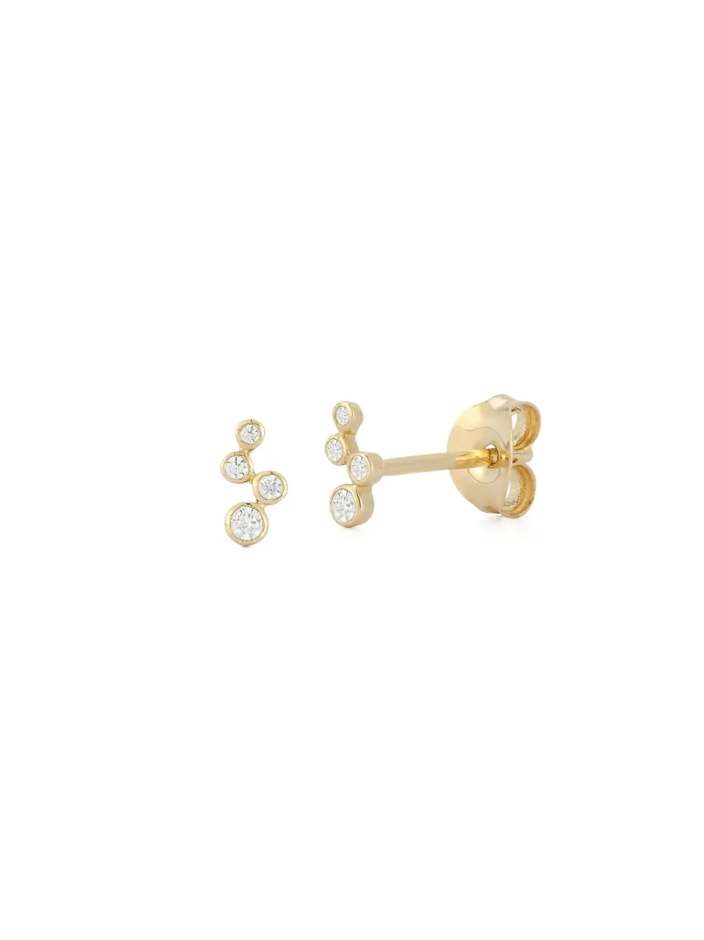 Mateo 14k yellow gold diamond wave bezel studs - Goud