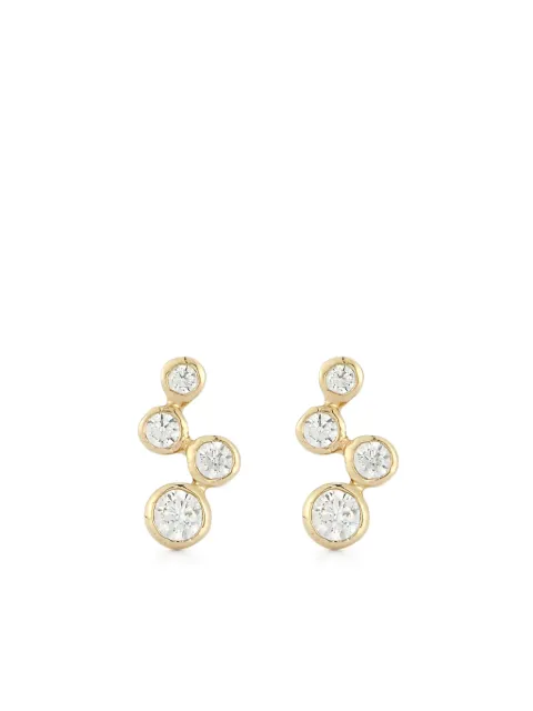 Mateo 14k yellow gold diamond wave bezel studs