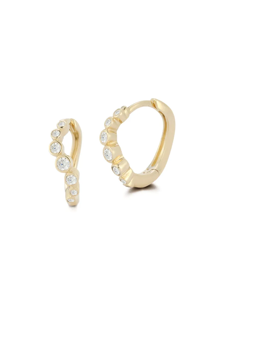 Mateo 14k yellow diamond bezel wave earrings - Goud