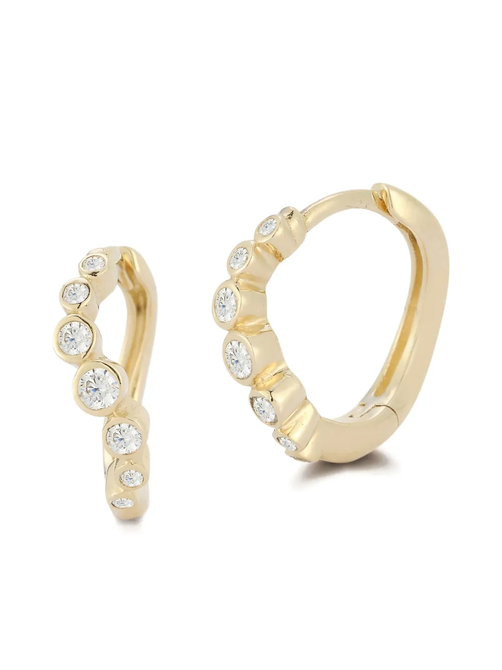 Mateo 14k Yellow Diamond Bezel Wave Earrings In Gold