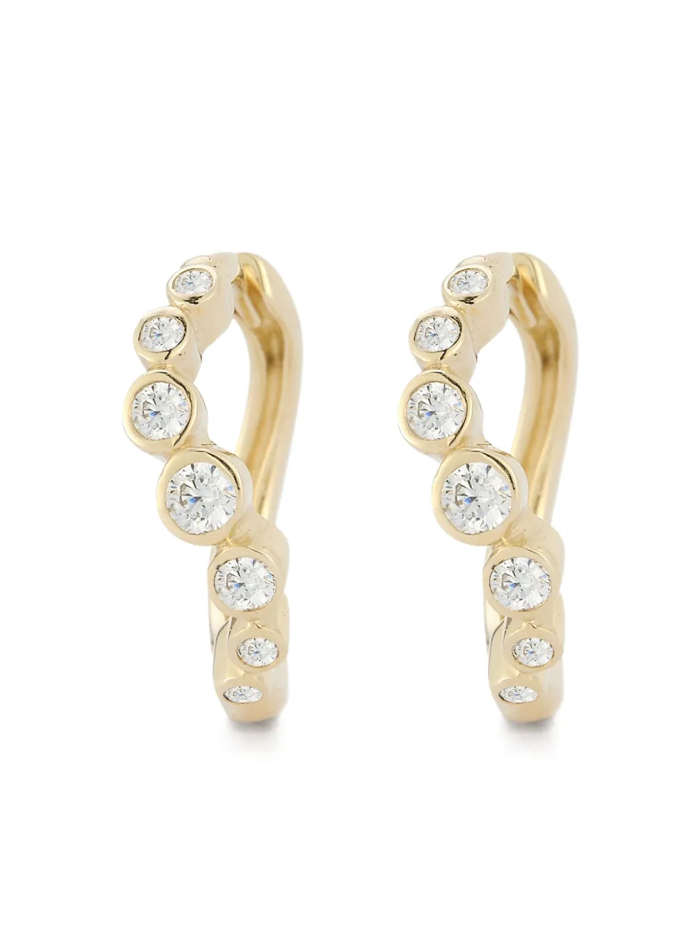 Mateo 14k yellow diamond bezel wave earrings - Oro