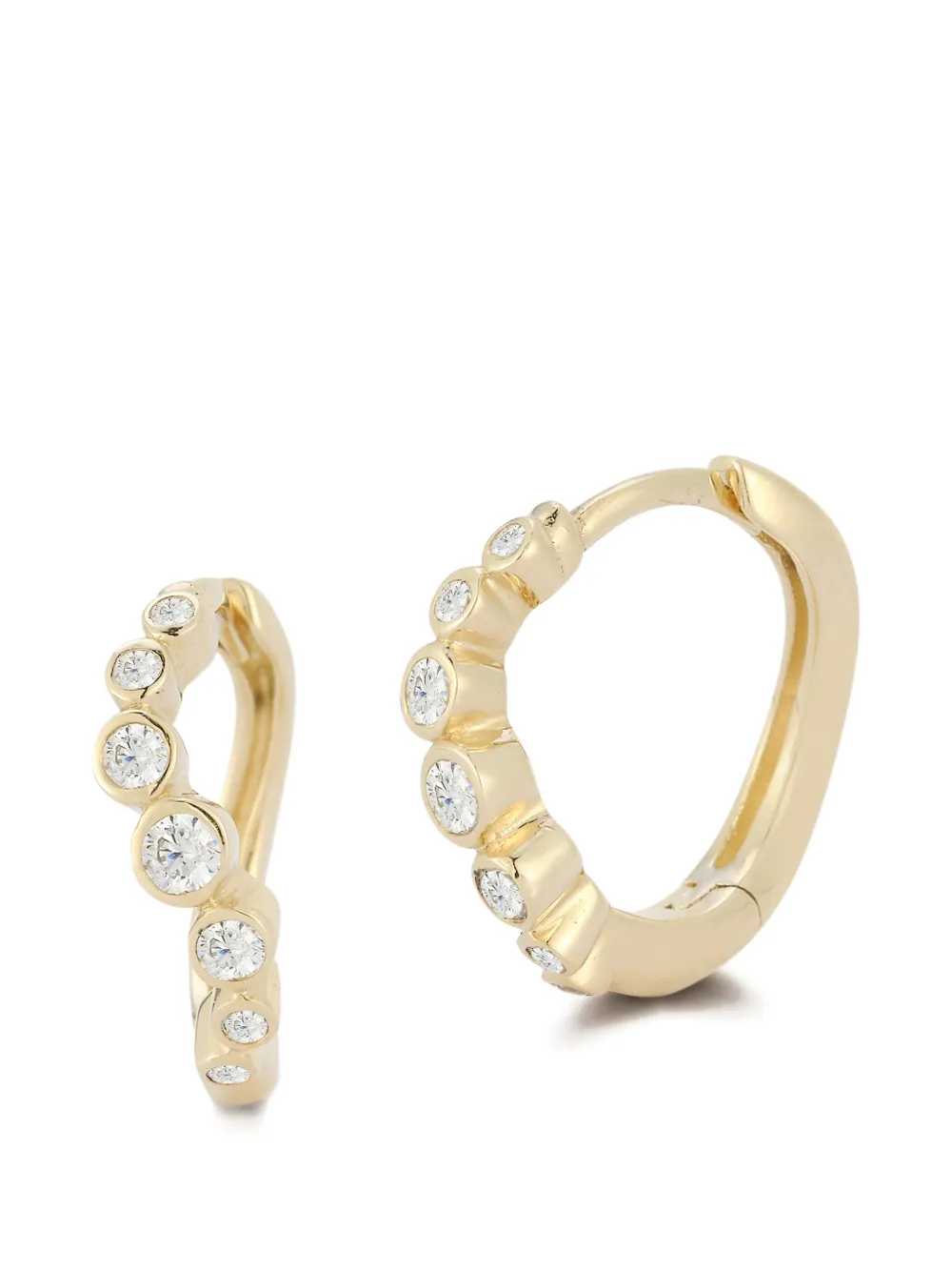 Mateo 14k yellow diamond bezel wave earrings - Gold