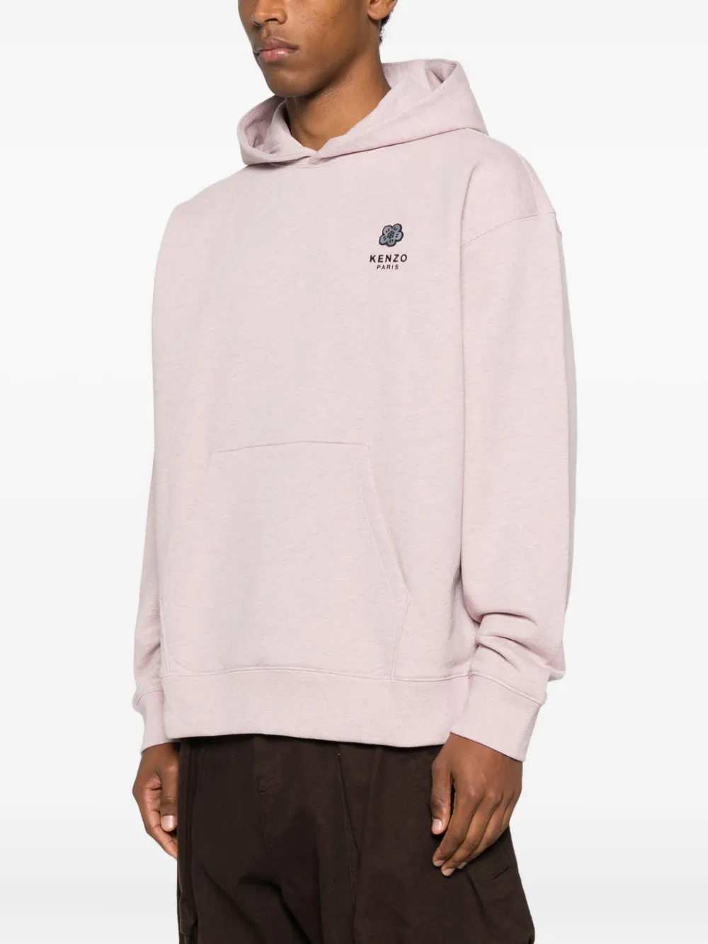 Kenzo Logo-embroidered Hoodie In Pink